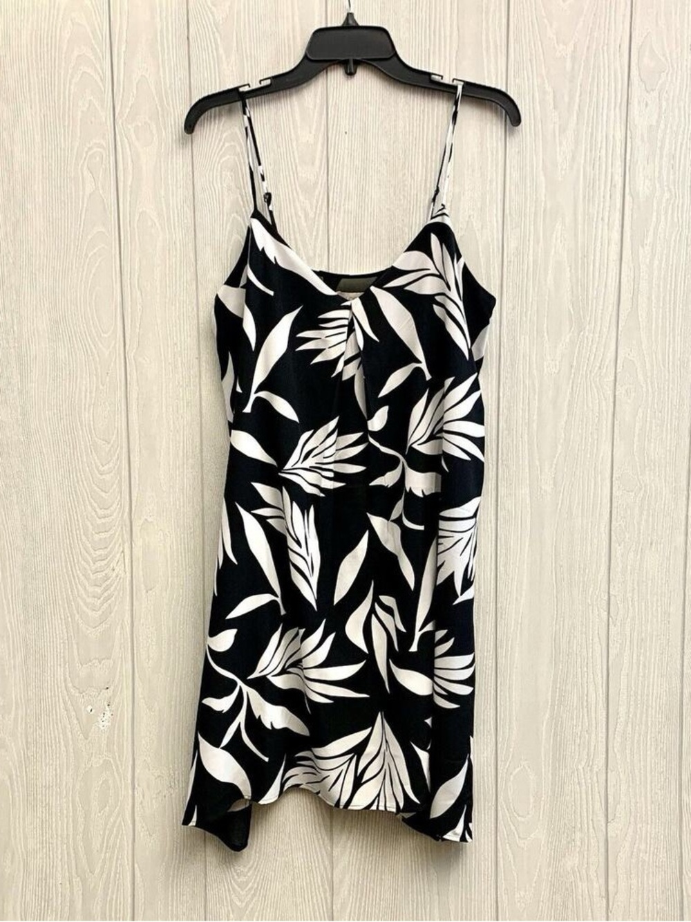 Black and White Tropical Print Slip Dress